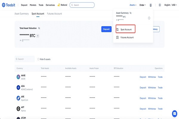 ورود به کیف پول اسپات در صرافی توبیت